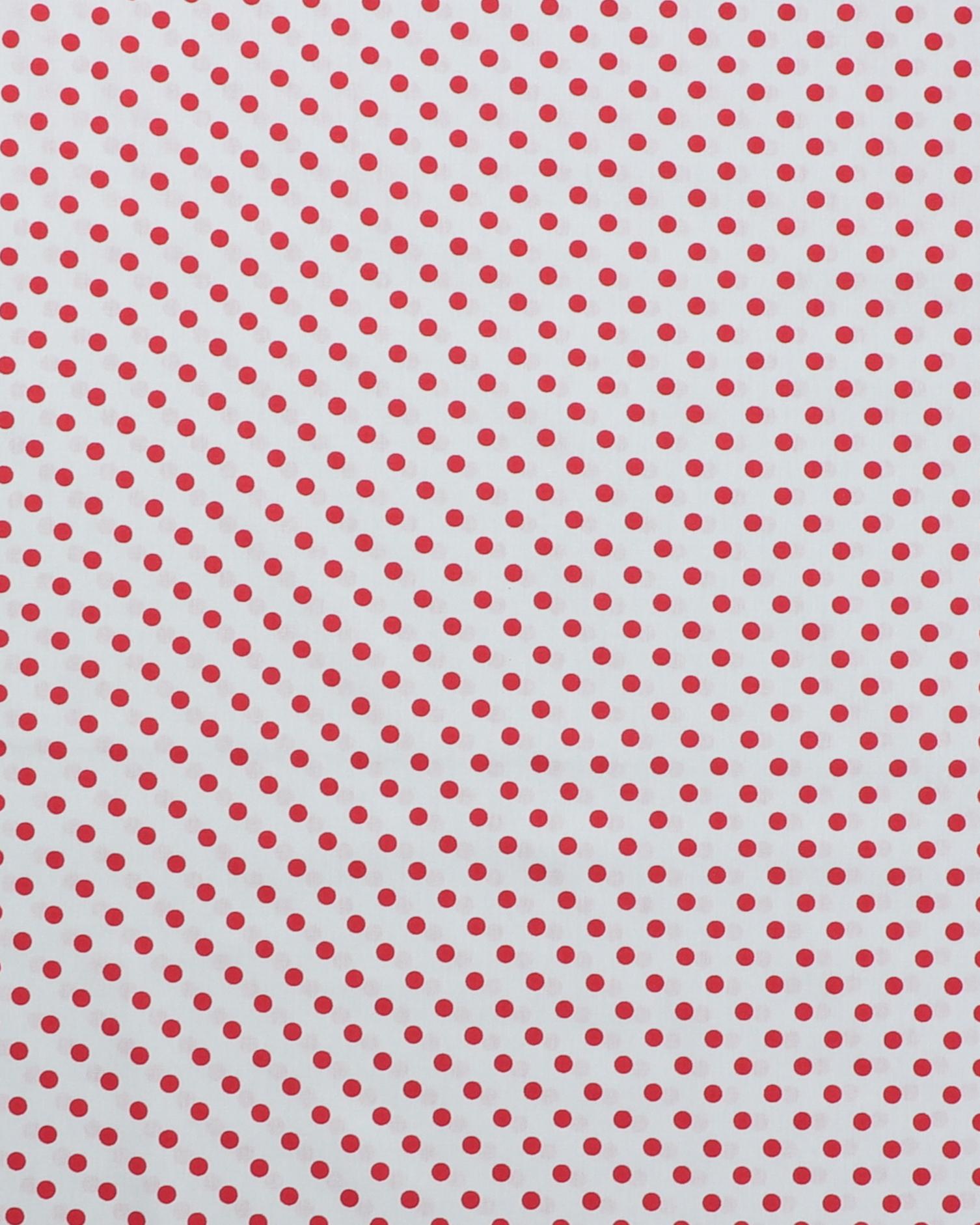 Hvid med røde prikker - Bomuld - 100% Bomuld