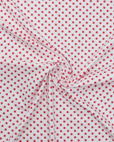 Hvid med røde prikker - Bomuld