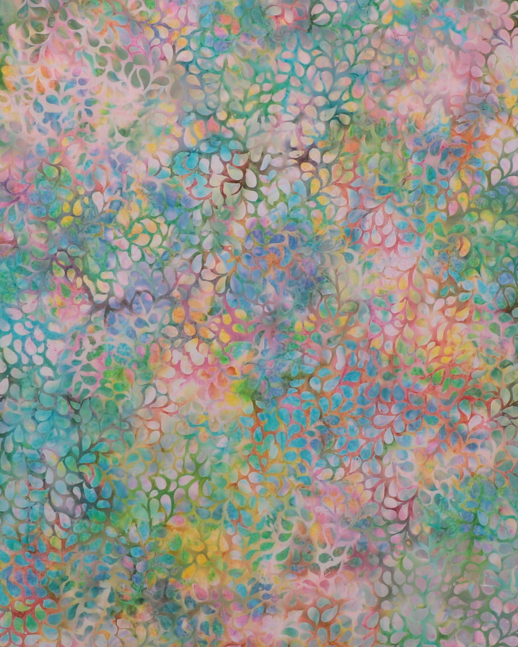 Bladmønster på multifarvet bund - Bali - 100% Bomuld