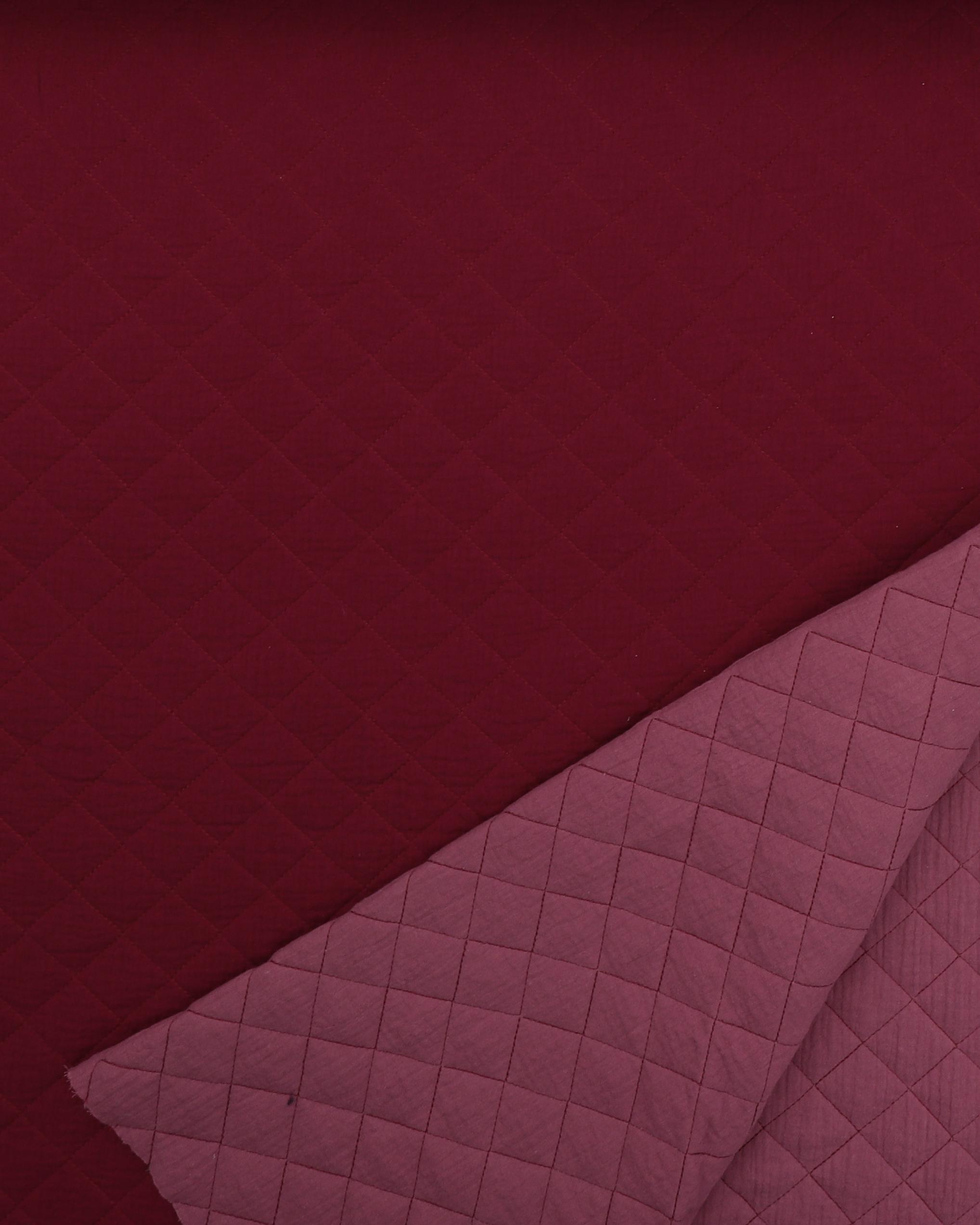 Bordeaux og gammelrosa - Vatteret, tosidet - 30% Polyester, 70% Bomuld