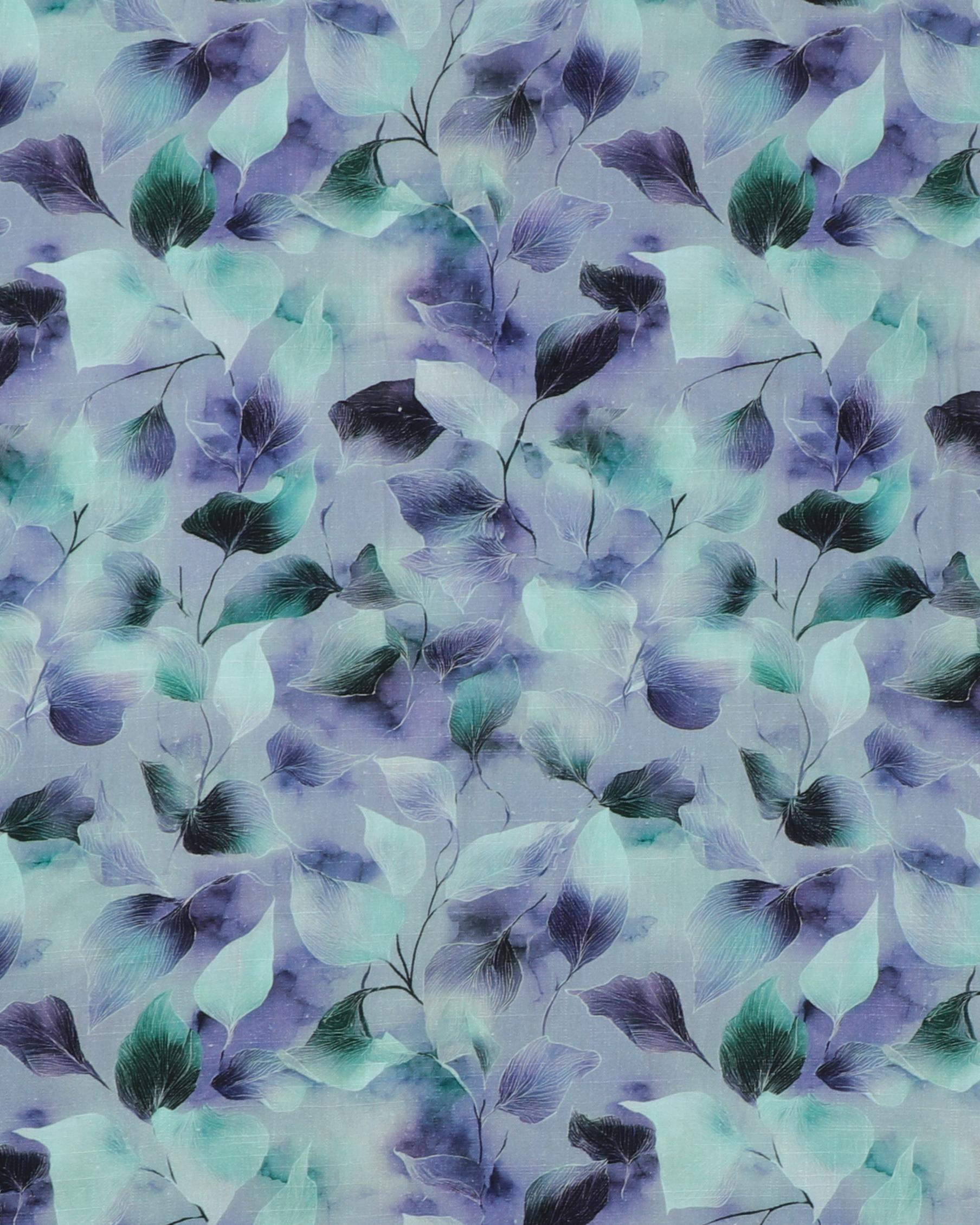 Blade i grønne/lilla farver - Viskose/hør - 30% Hør, 70% Viskose