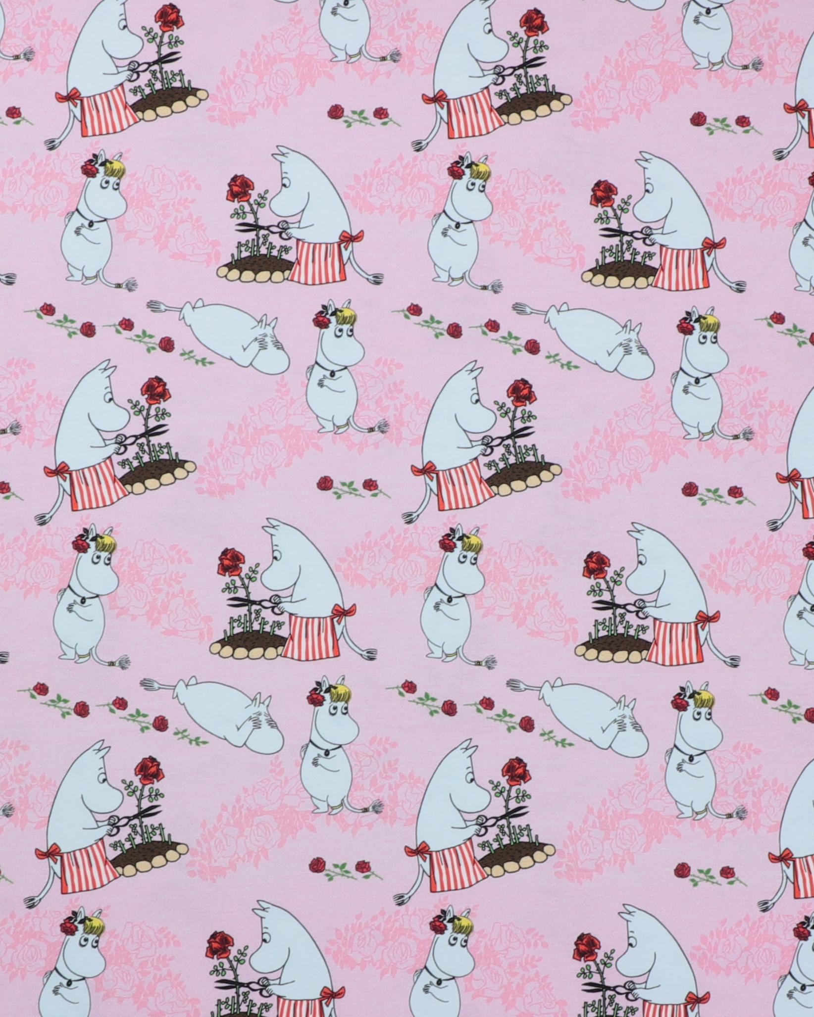 Snorkfrøkenen og Mumimor på lyserød - Jersey - 95% Bomuld, 5% Elastan