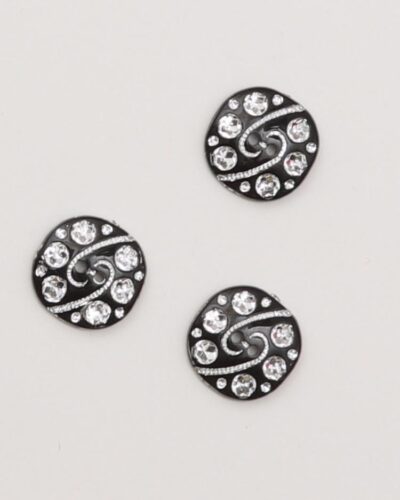 2 huls, sort med bling - 22 mm