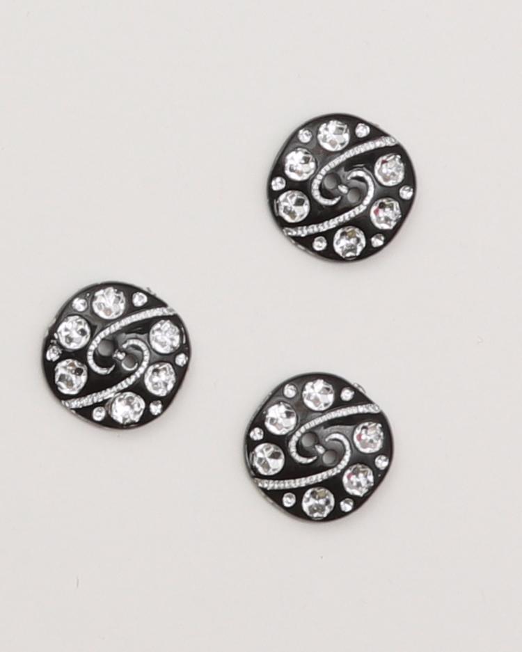 2 huls, sort med bling - 22 mm