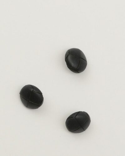 Øjeknap, læderlook, sort - ca. 16 mm