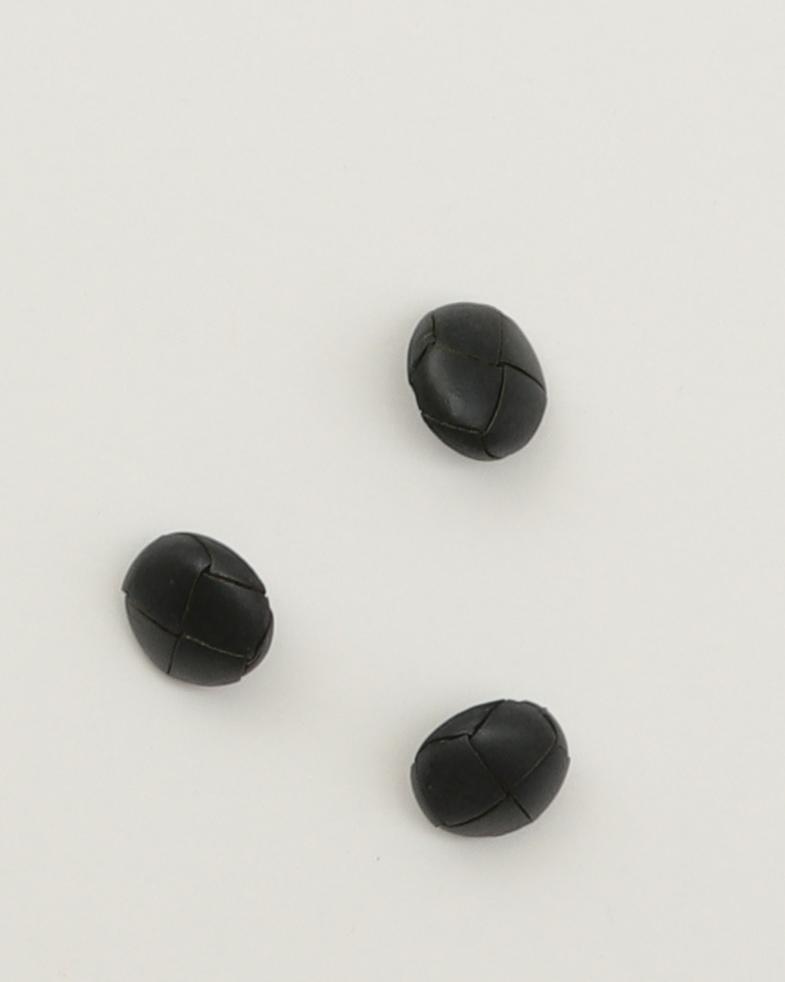 Øjeknap, læderlook, sort - ca. 16 mm