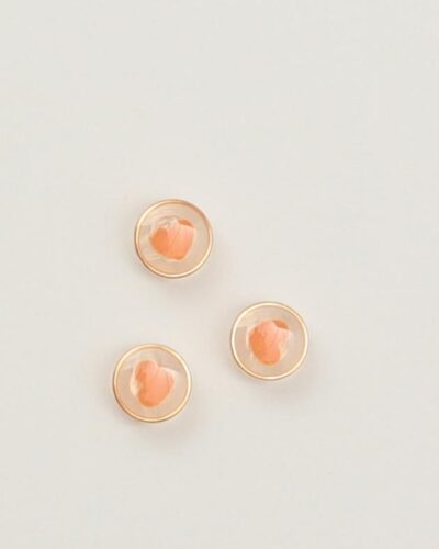 Øjeknap, transparent med hjerte og guldkant - ca. 12 mm