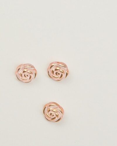 Øjeknap, transparent sart rosa med guld - ca. 15 mm