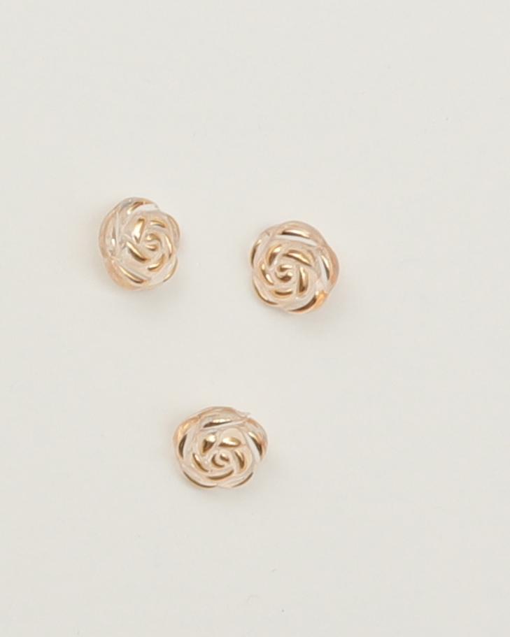 Øjeknap, transparent sart orange med guld - ca. 15 mm