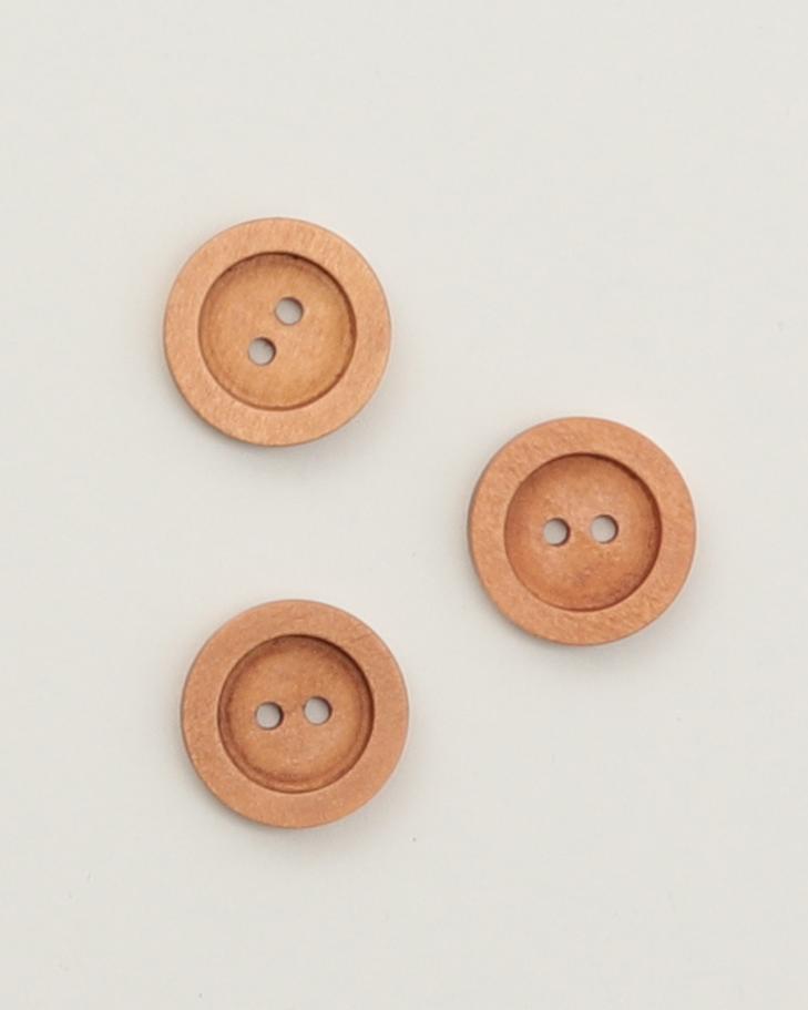 2 huls, lyseebrun - 20 mm træknap