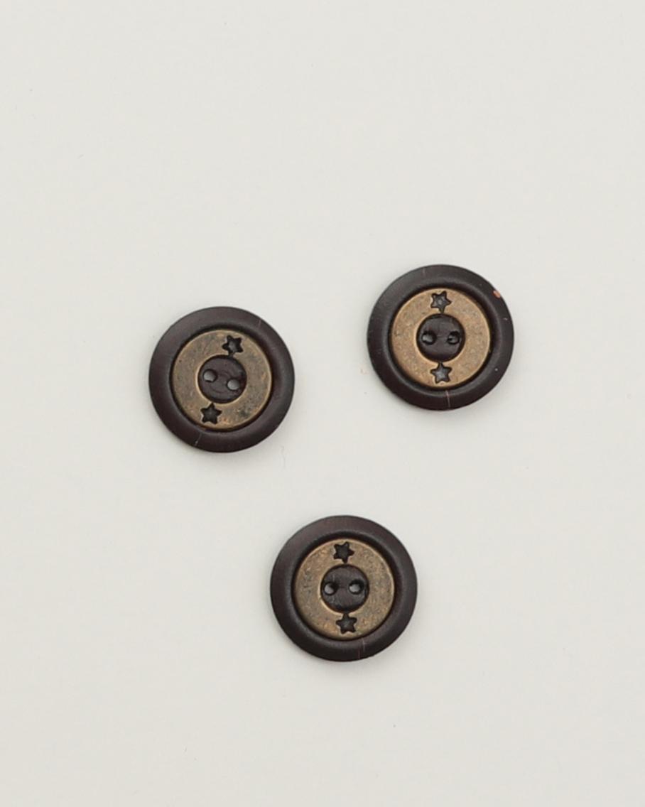 2 huls, mørk rødbrun med metal i midten - 20 mm træknap