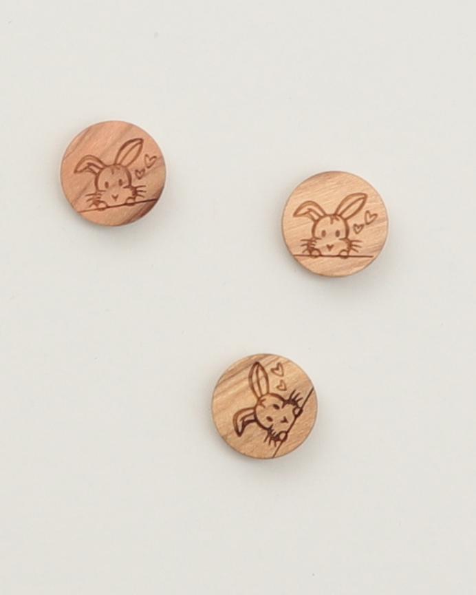Kanalknap, lys med kanin der titter frem - ca.15 mm træknap