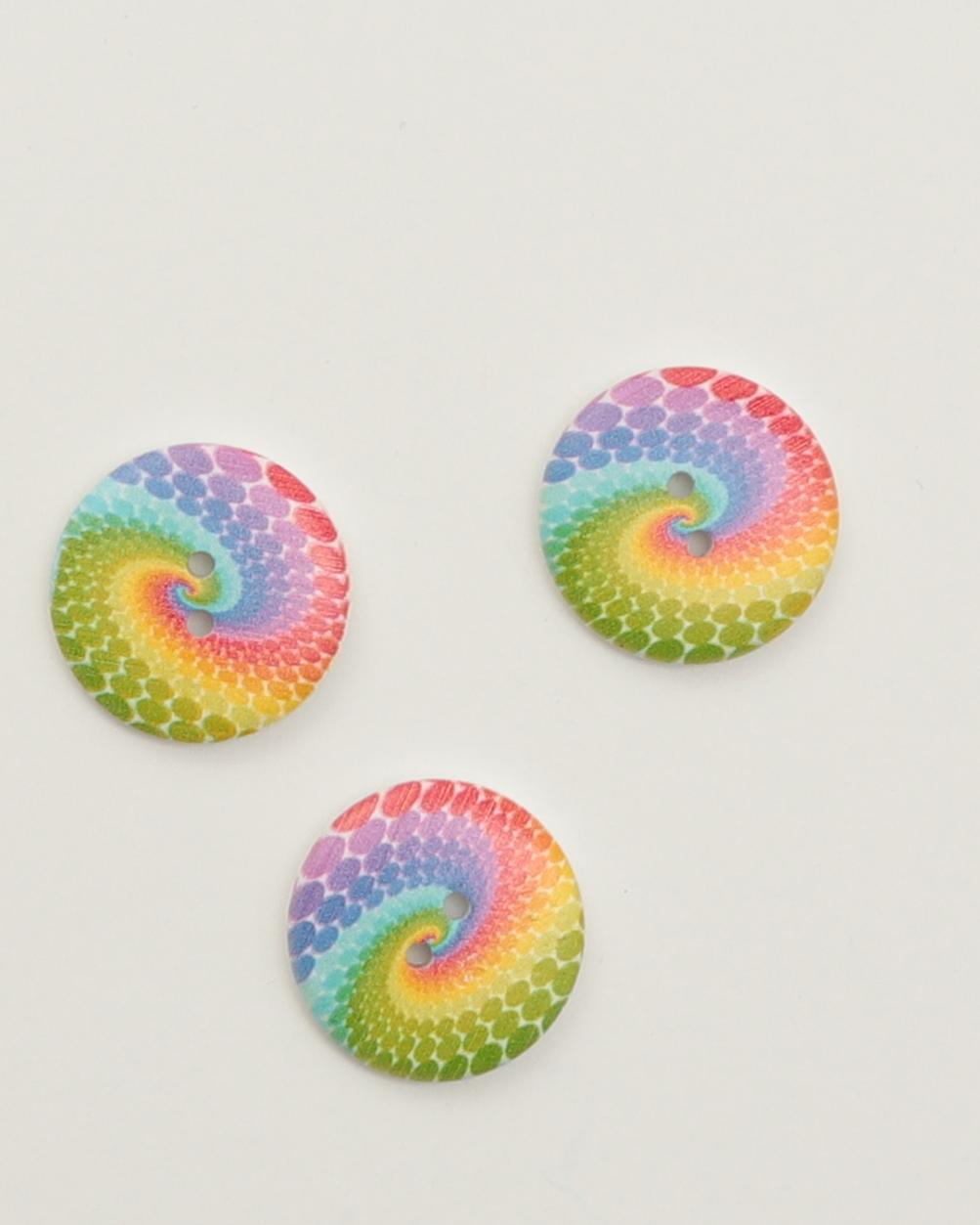 2-huls, spiralmøsnter i flere farver - ca. 30 mm træknap