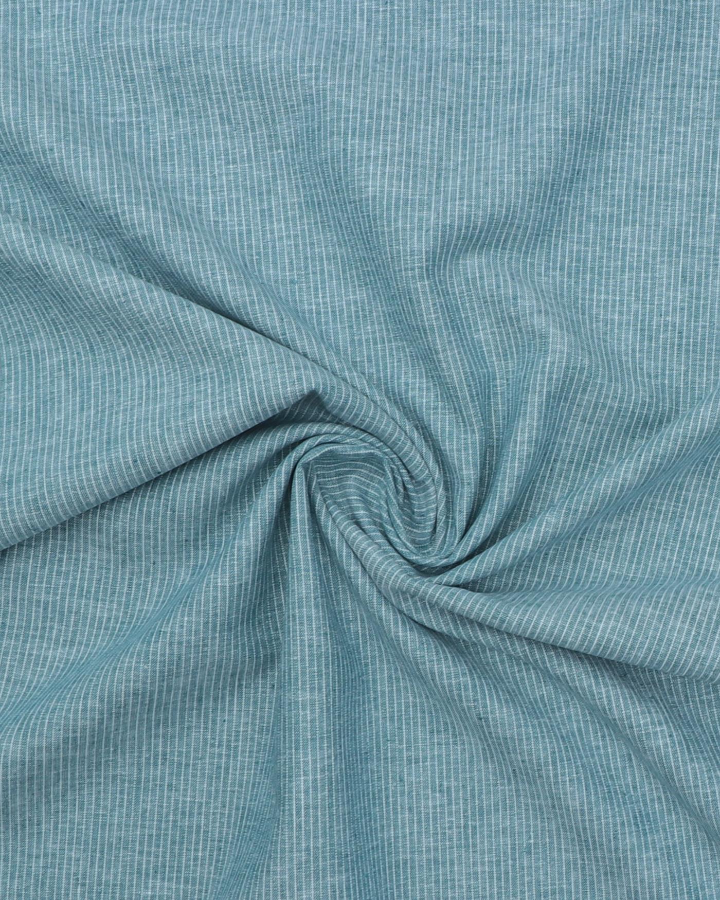 Meleret med hvid stribe - Hør/bomuld - Mørkegrøn m. striber - 45% Bomuld, 55% Hør