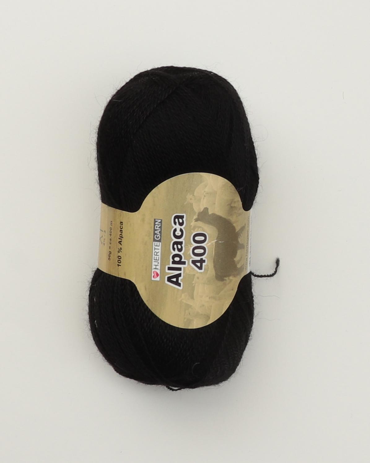 Alpaca 400 fra Hjertegarn i flere farver - 0500 Sort - 100% Alpaka