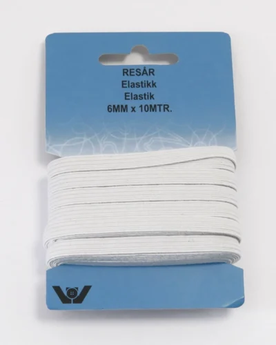 6 mm hvid elastik 10 meter