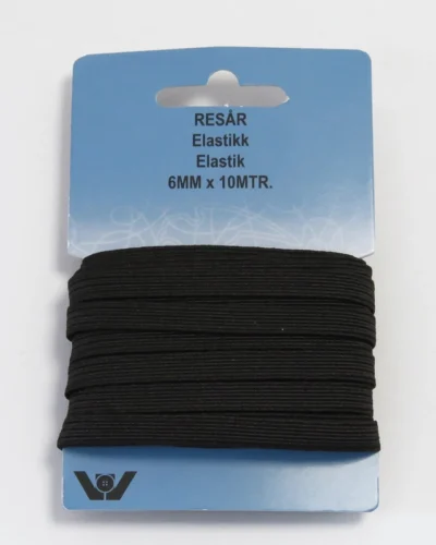 6 mm sort elastik 10 meter