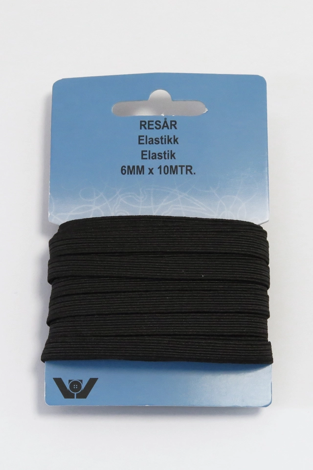 6 mm sort elastik 10 meter