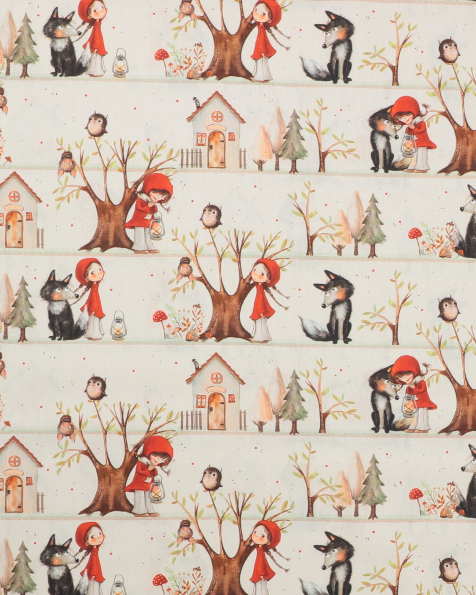 Rødhætte og ulven - Bomuld - 100% Bomuld