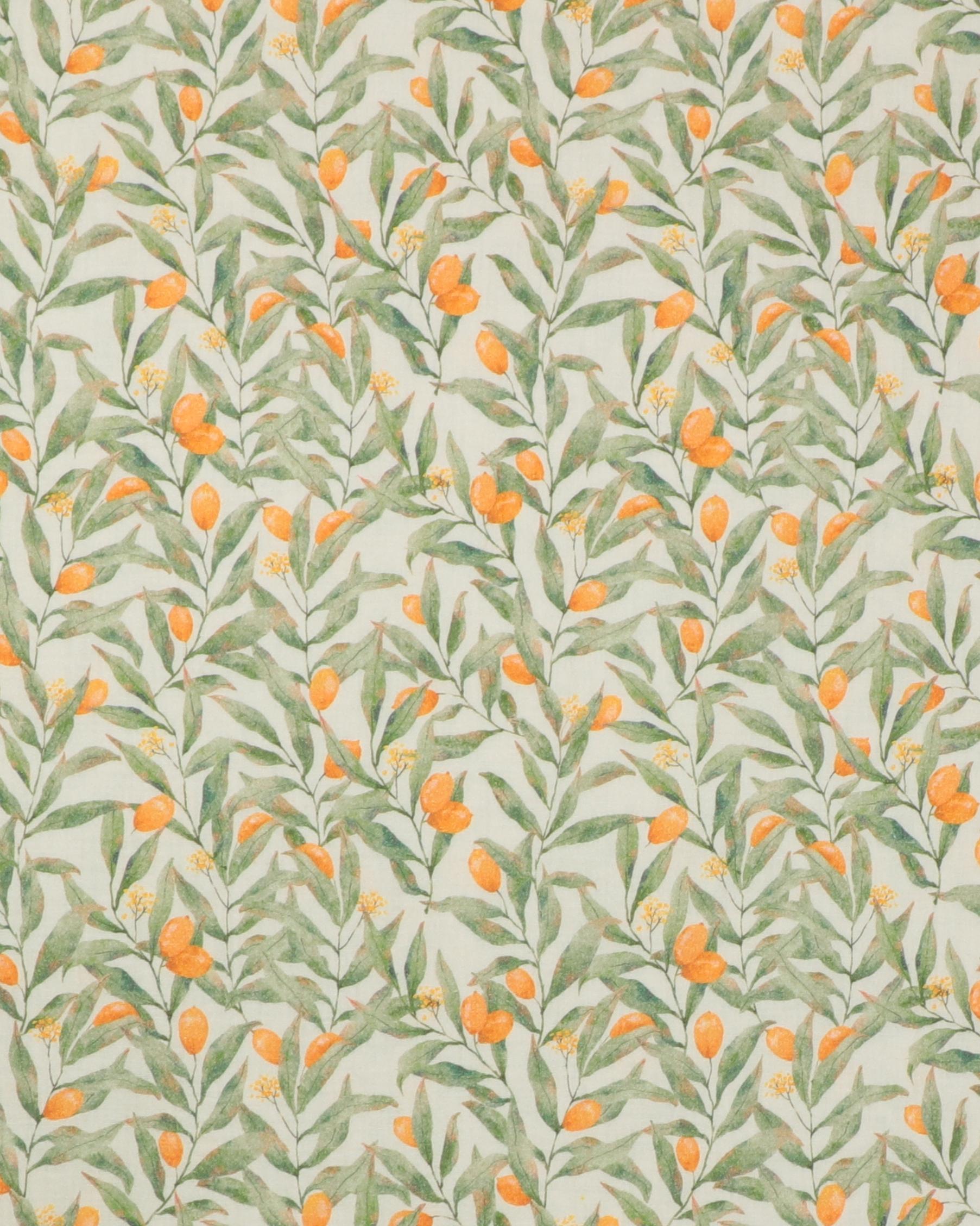 Citroner på cremefarvet bund - Double Gauze/musselin stof - 100% Bomuld