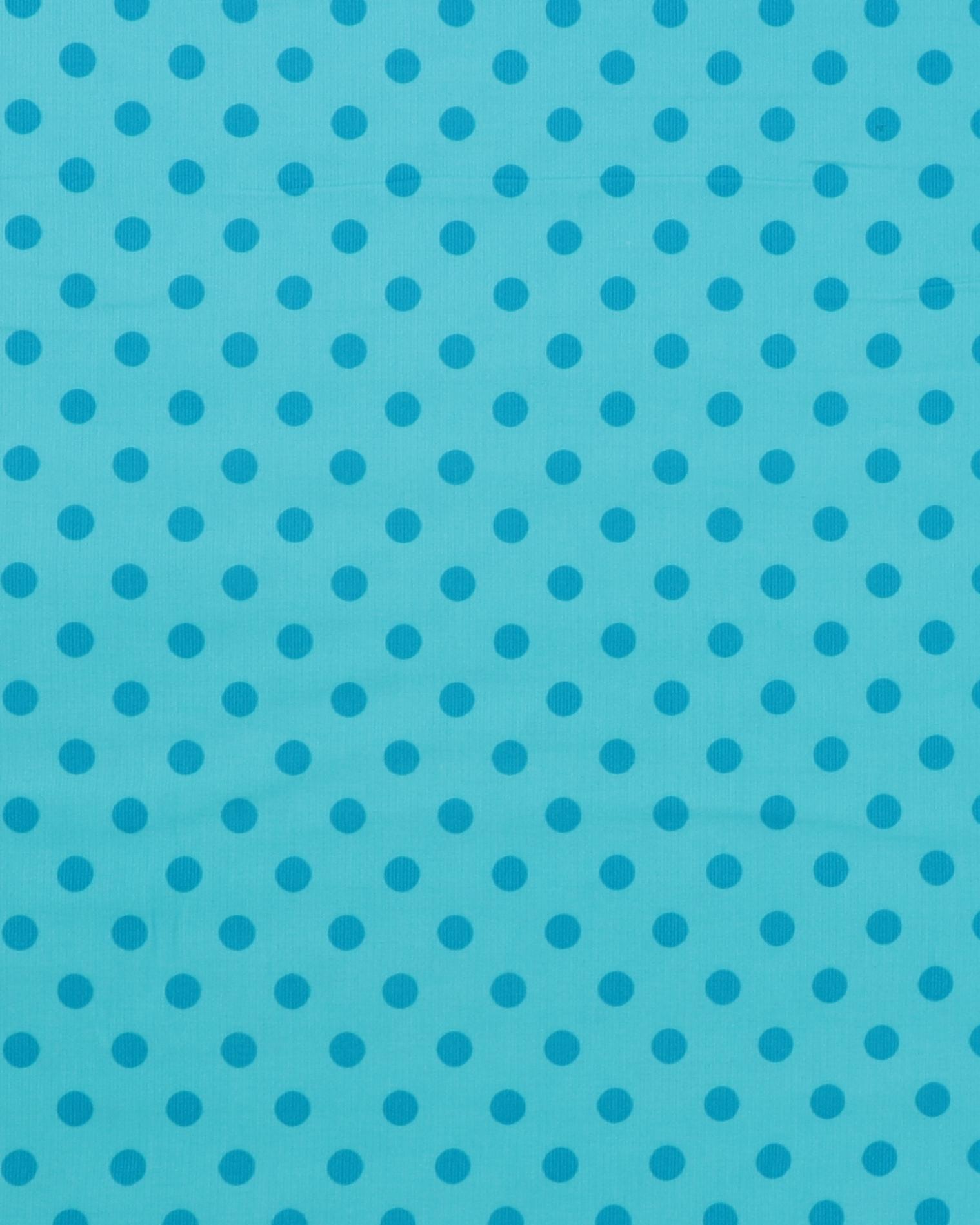 Lys turkis med store blå prikker - Babyfløjl - 100% Bomuld