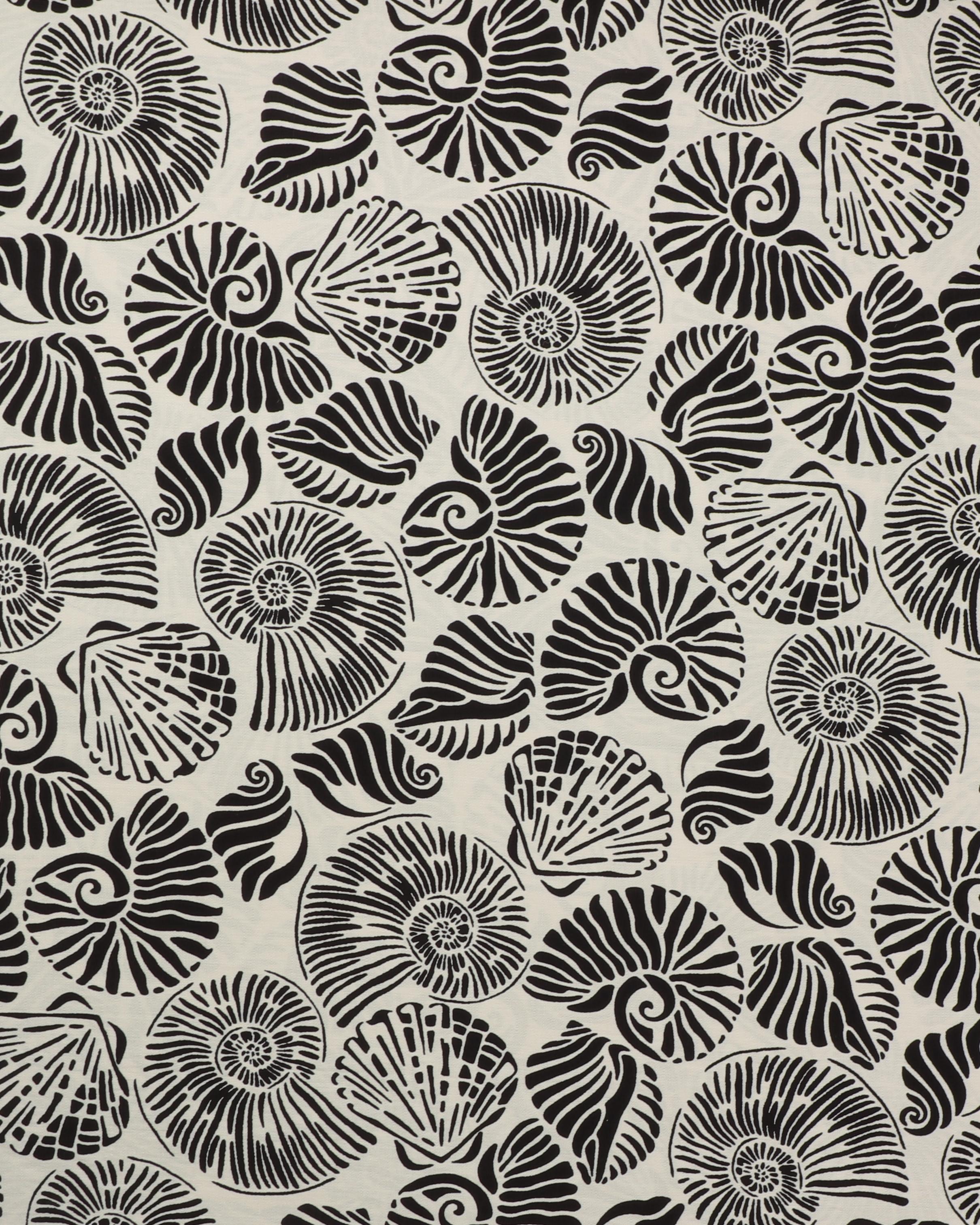 Sorte strandskaller på offwhite bund - Viskose/polyamid - 13% Polyamid, 87% Viskose