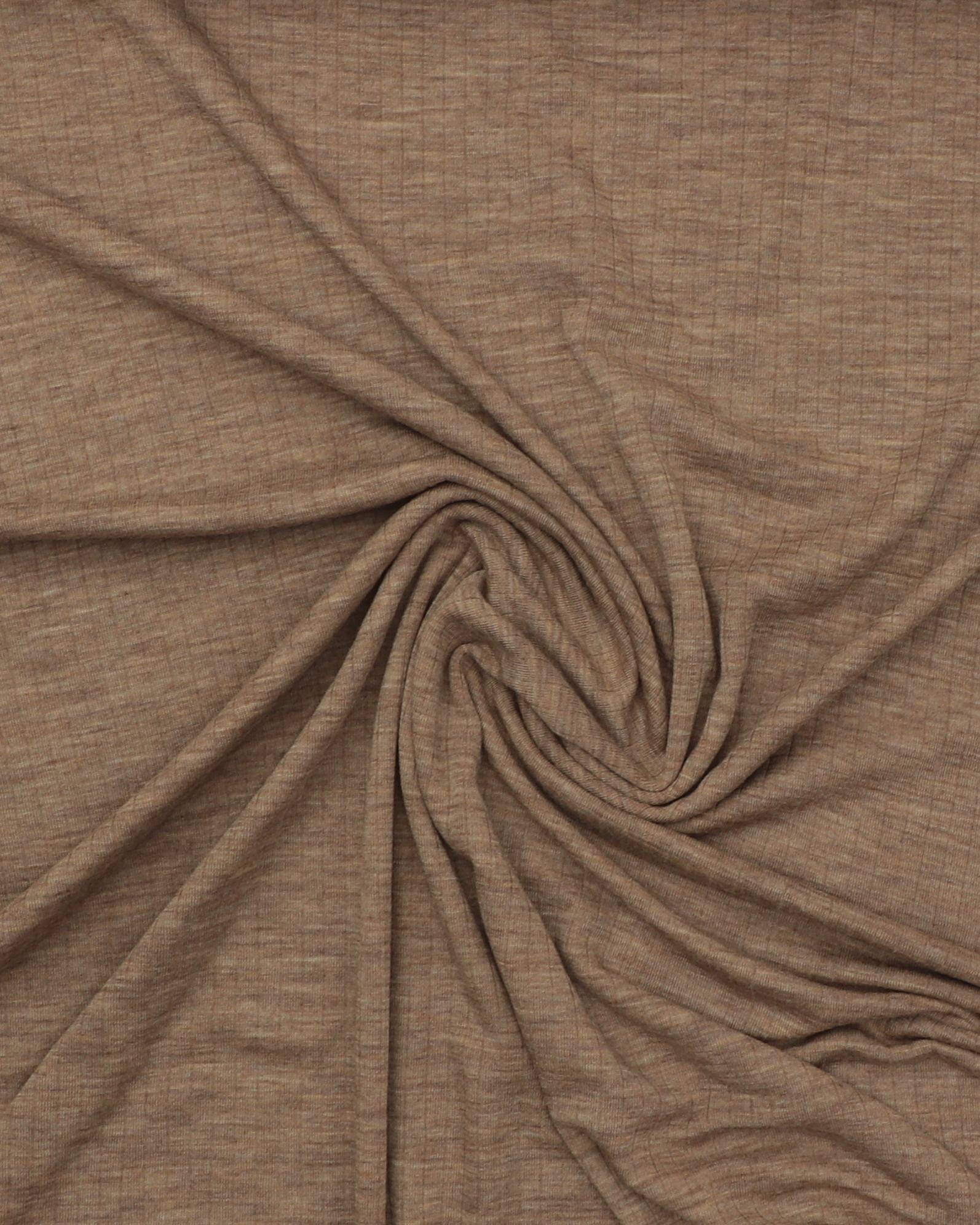 Meleret lys brun med rifler - Uld jersey - Uld