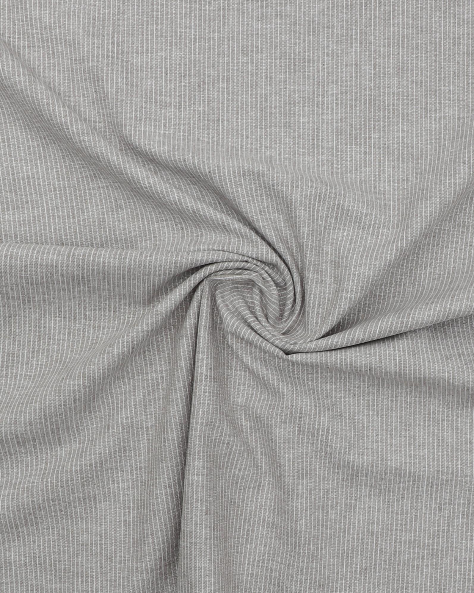 Meleret med hvid stribe - Hør/bomuld - Gråbrun m. striber - 45% Bomuld, 55% Hør