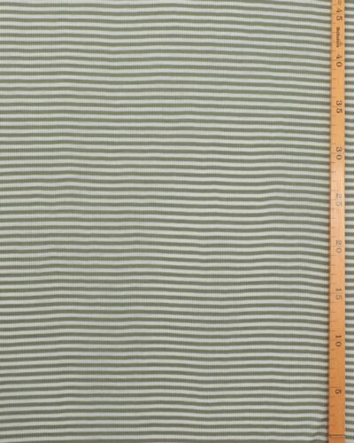 Alternative view of Ribjersey med grønne og offwhite striber - Uld jersey