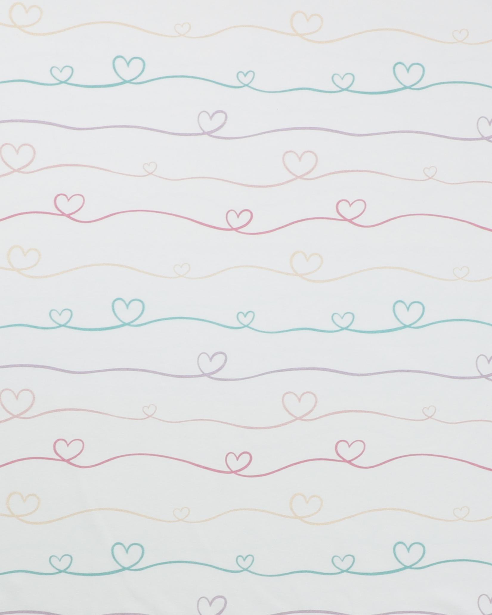 Hjerter på hvid - Jersey - 95% Bomuld, 5% Elastan