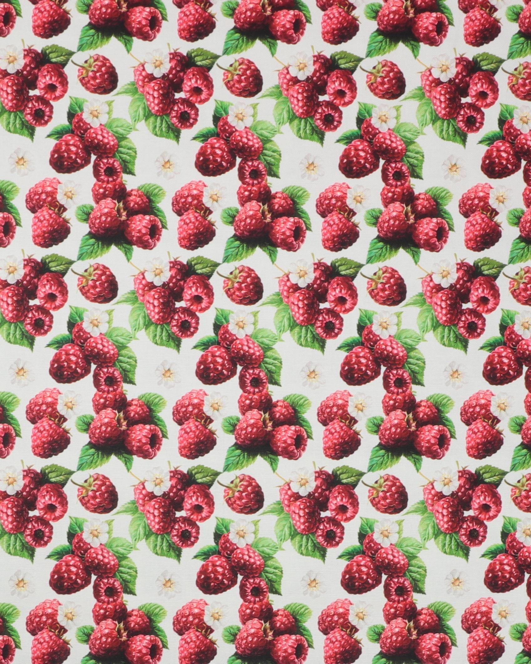 Hindbær på offwhite bundfarve - Boligtekstil - 100% Bomuld