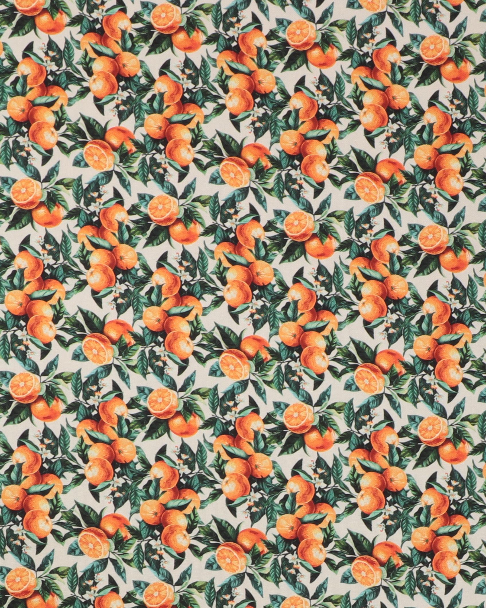 Appelsiner og mørkegrønne blade - Boligtekstil - 100% Bomuld