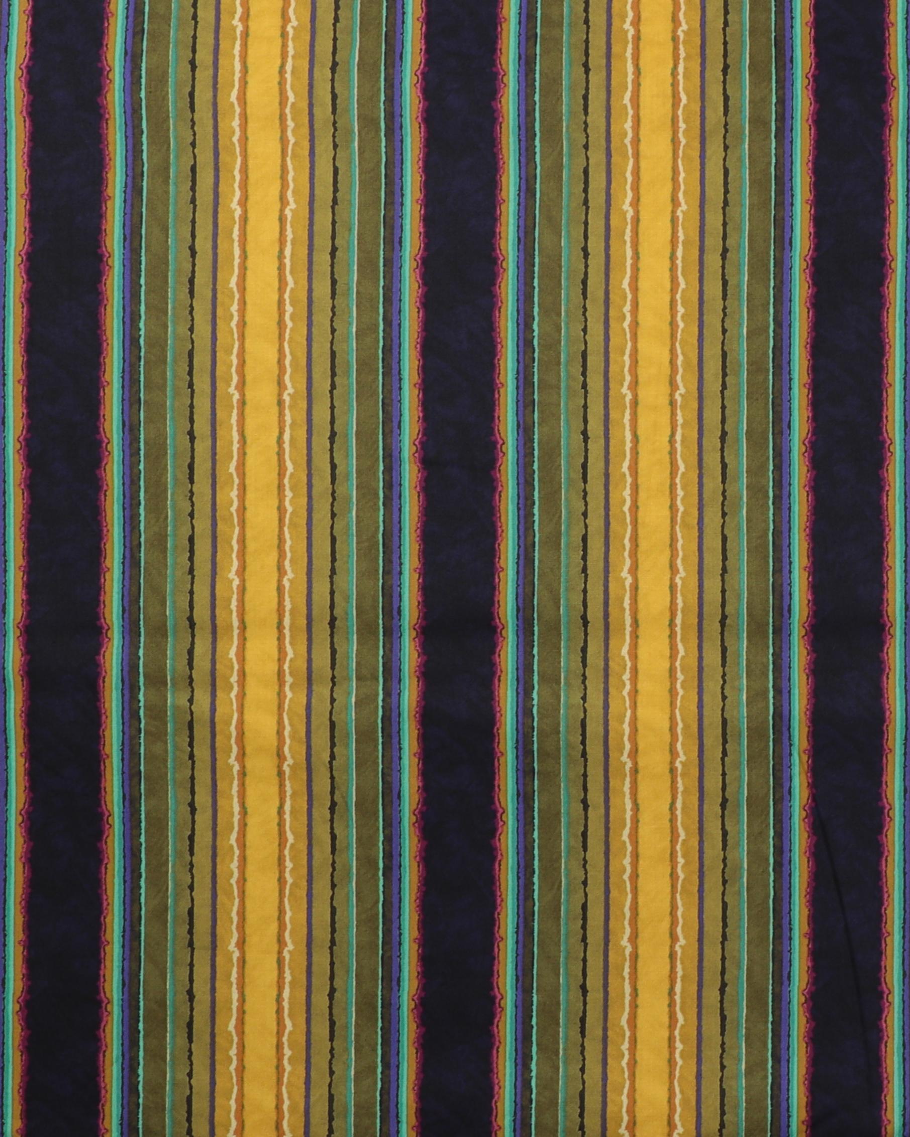 Striber i mosgrønne farver, sennep, aubergine - Patchwork - 100% Bomuld