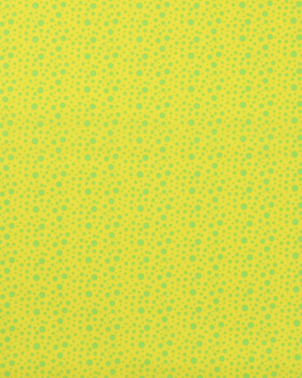 Lyse grønne prikker på neongul- Patchwork - 100% Bomuld