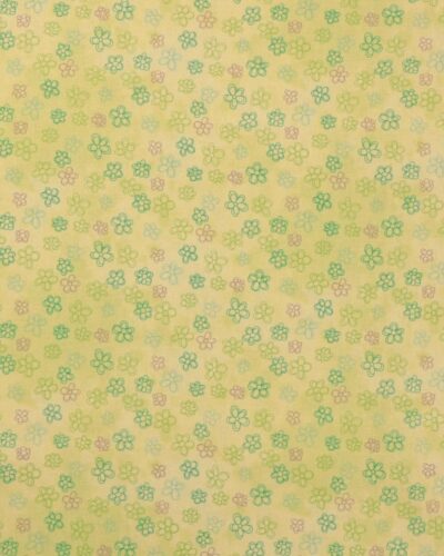 Lysegrøn med tegnet blomster - Patchwork