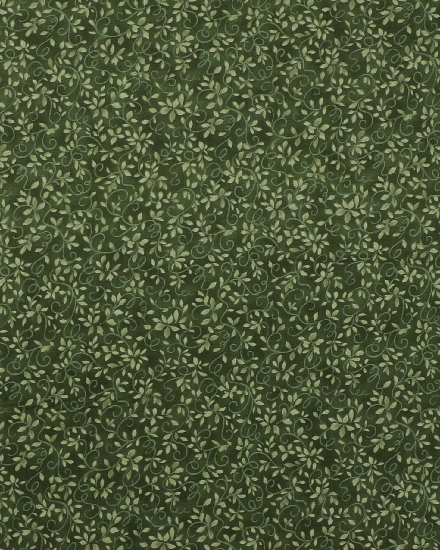 Mørkegrøn med snerler og blade - Patchwork - 100% Bomuld