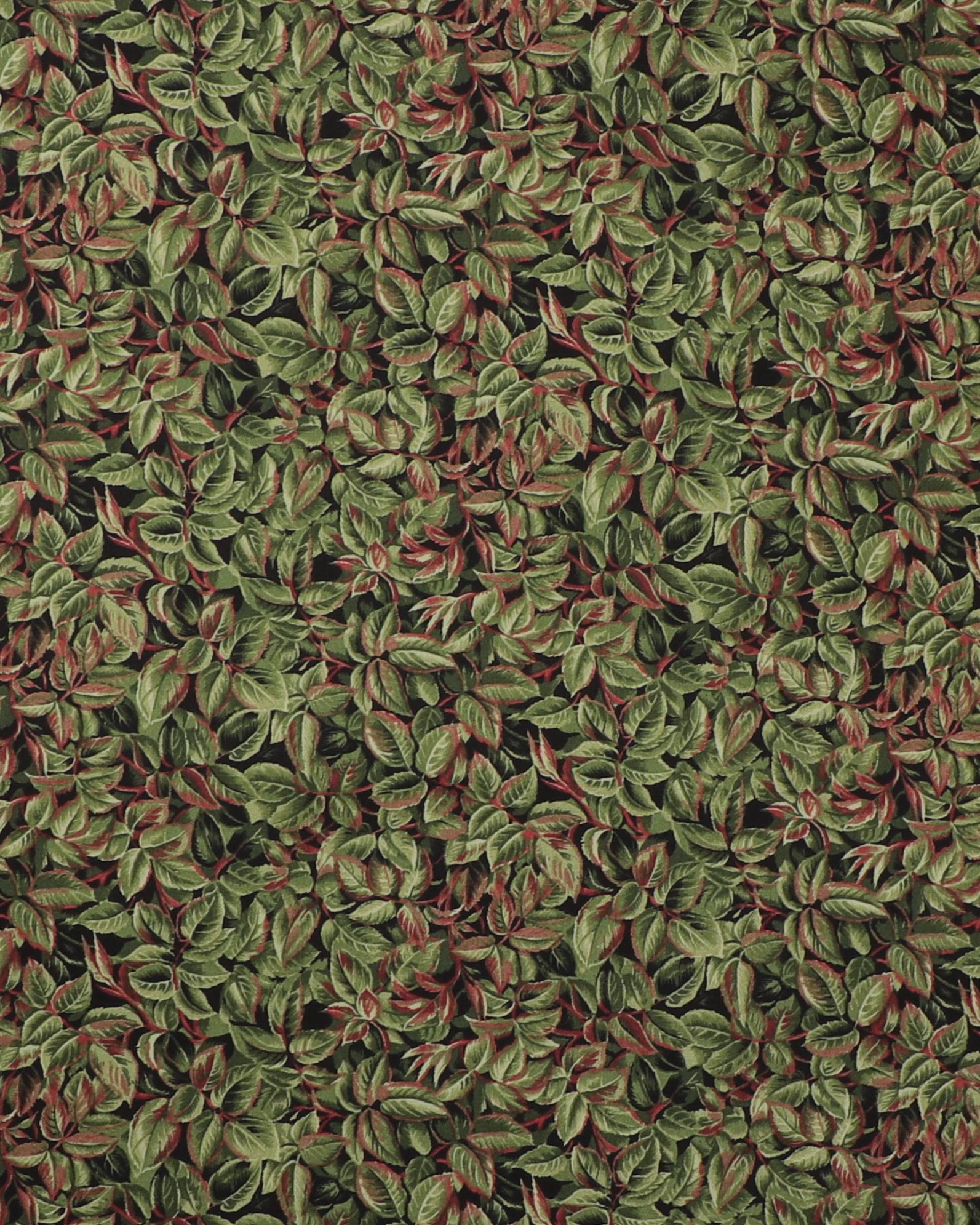 Grønne blade med lidt vinrødt i kanten - Patchwork - 100% Bomuld