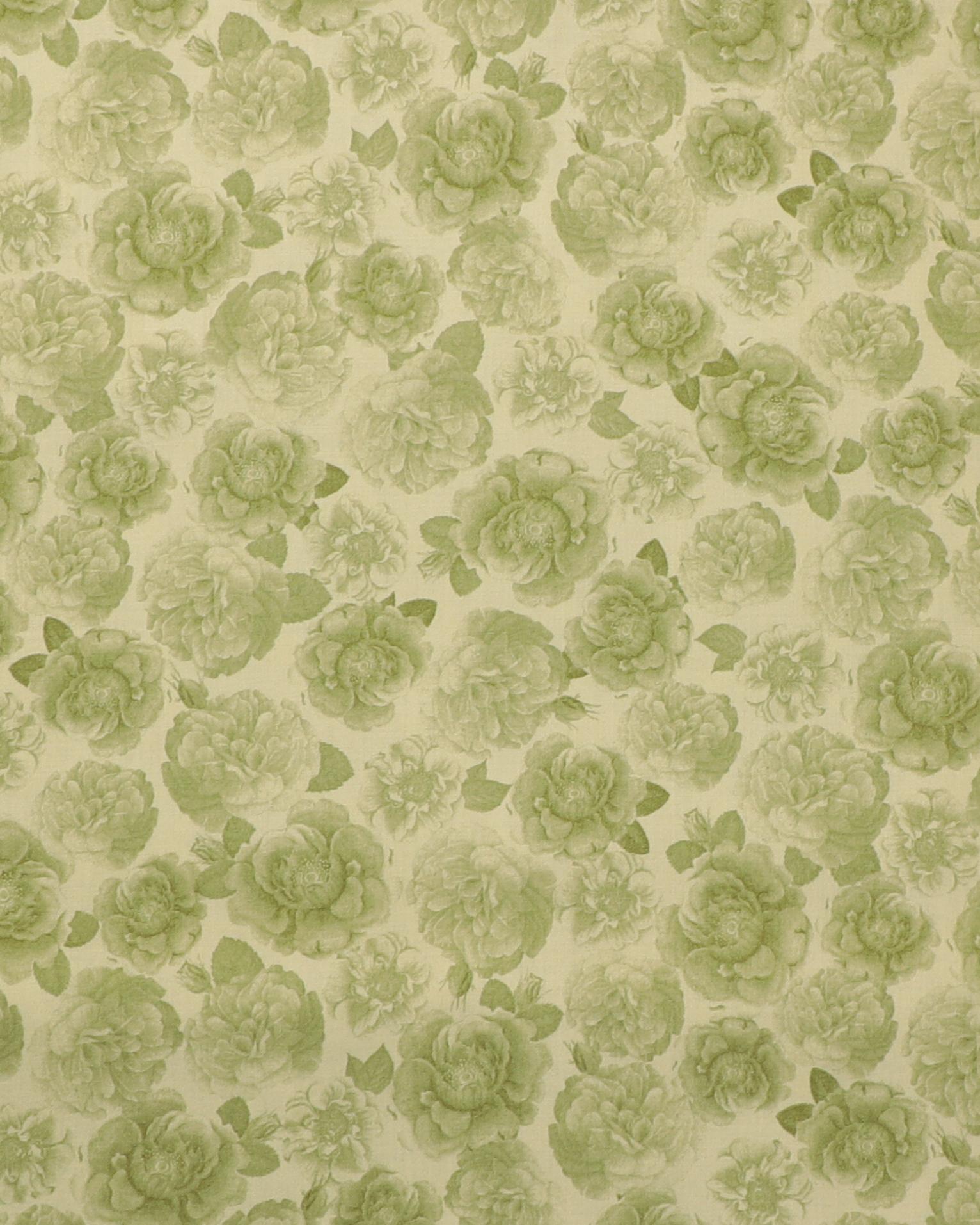 Grønne blomster på lysegrøn - Patchwork - 100% Bomuld