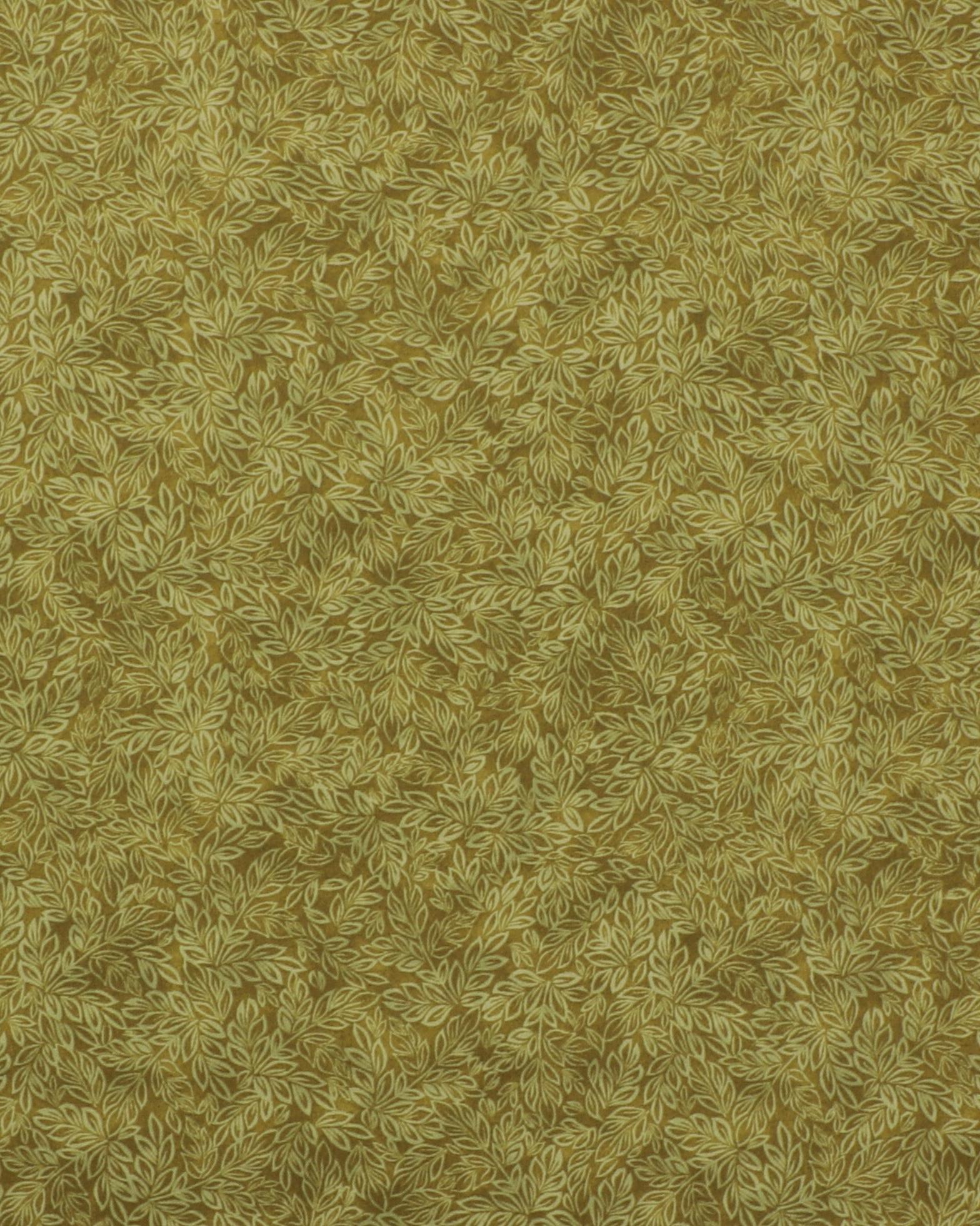 Lyst bladmønster på meleret grøn - Patchwork - 100% Bomuld