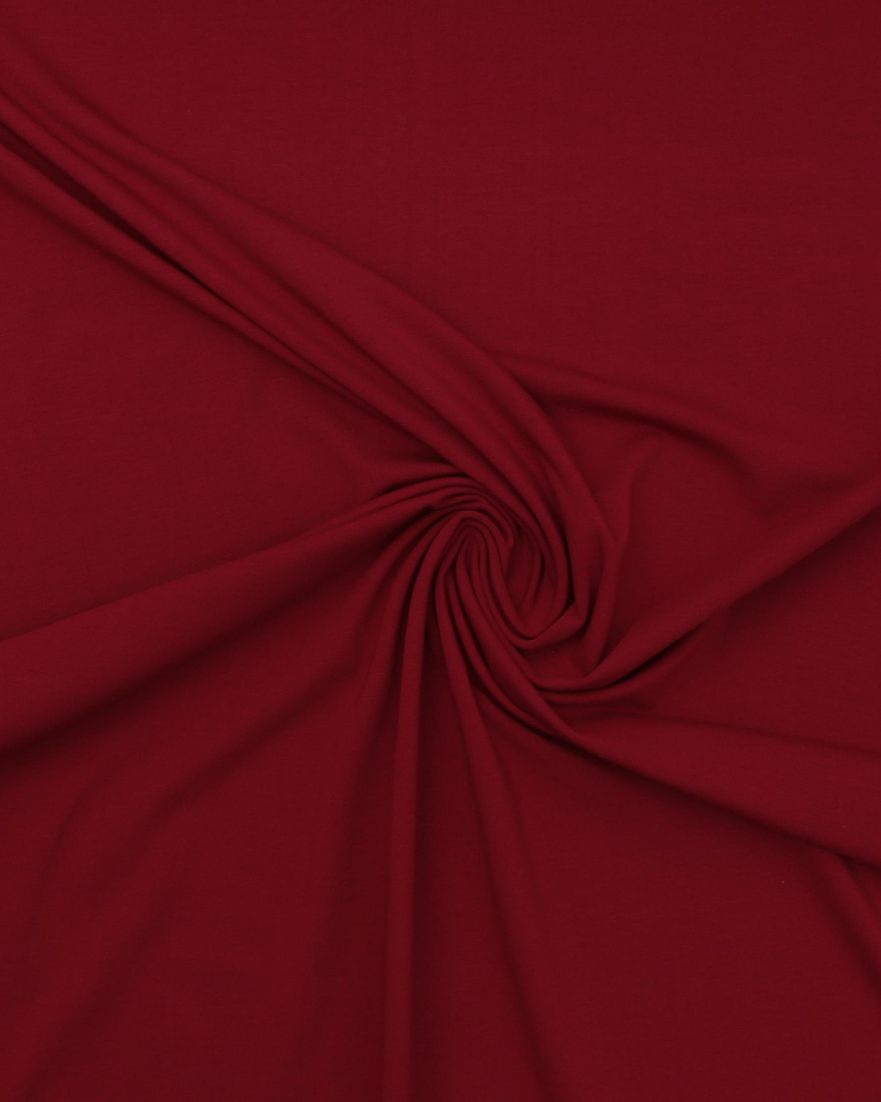 Ensfarvet Bomuldsjersey - 339 vinrød - 6% Elastan, 94% Bomuld