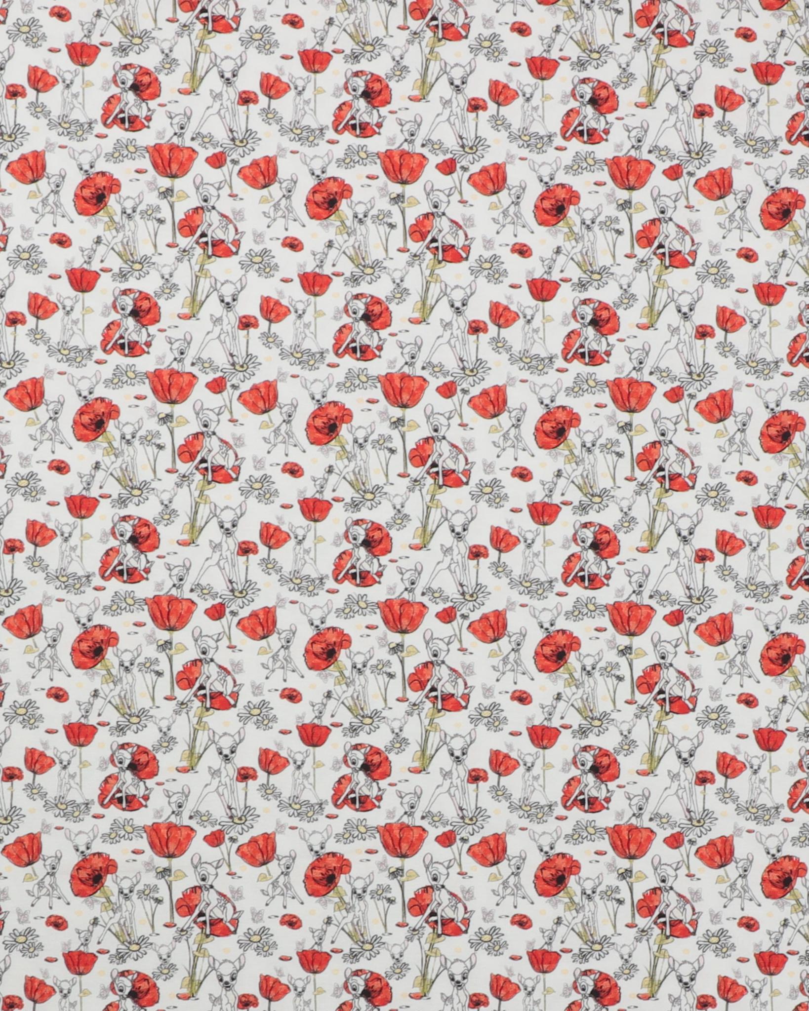 Bambi blandt røde valmuer - Jersey - 95% Bomuld, 5% Elastan