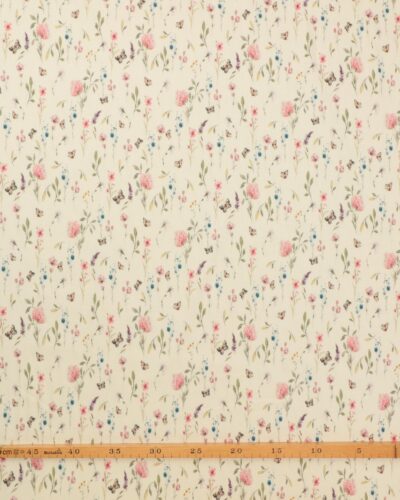 Alternative view of Cremefarvet med sommerfugle og blomster - Rib-jersey