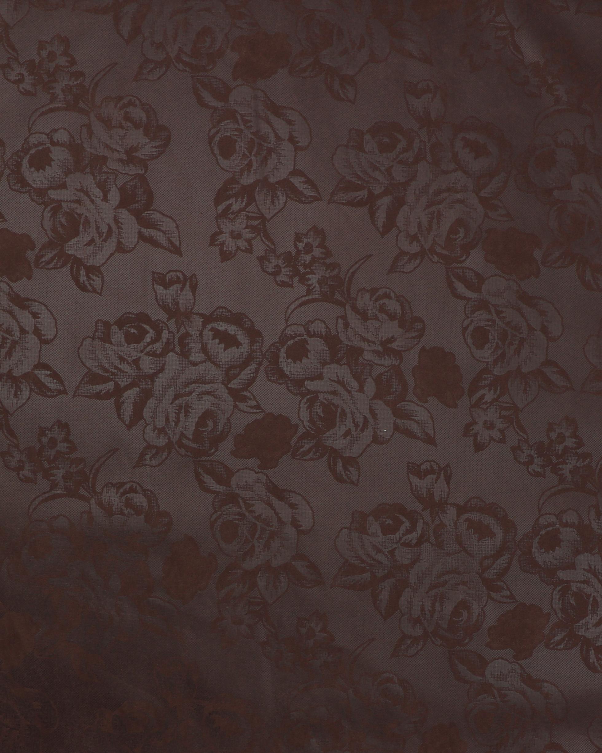 Brun med blomster - Polyester - 100% Polyester