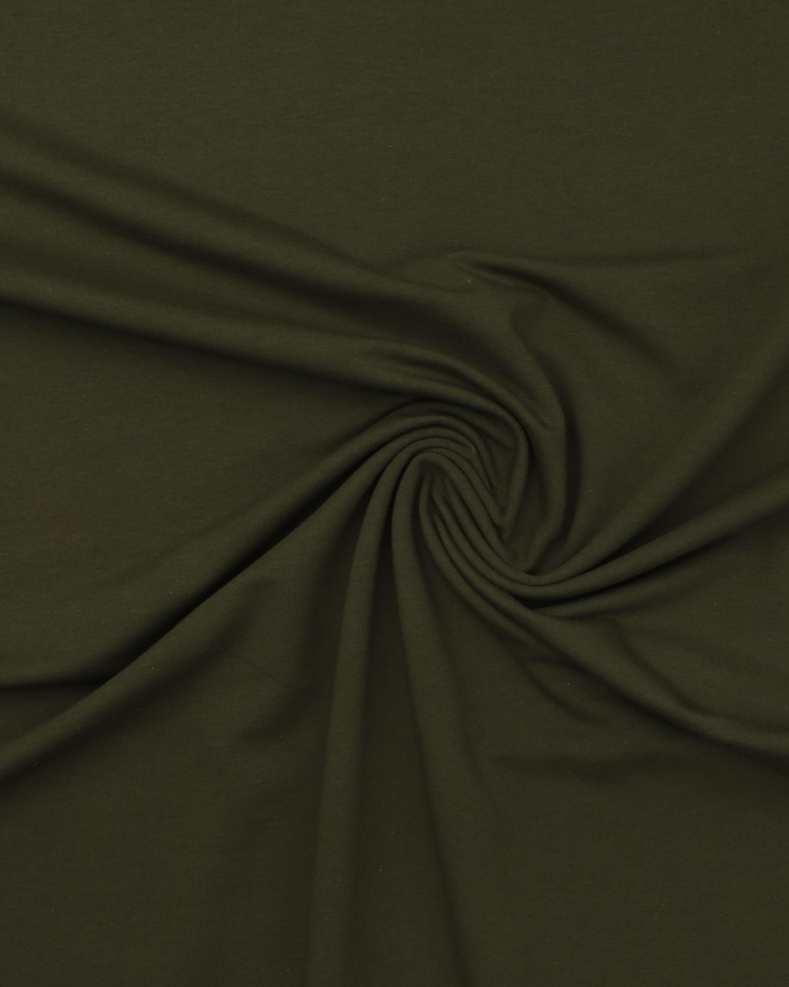 Ensfarvet French Terry - 764 armygrøn - 3% Elastan, 97% Bomuld