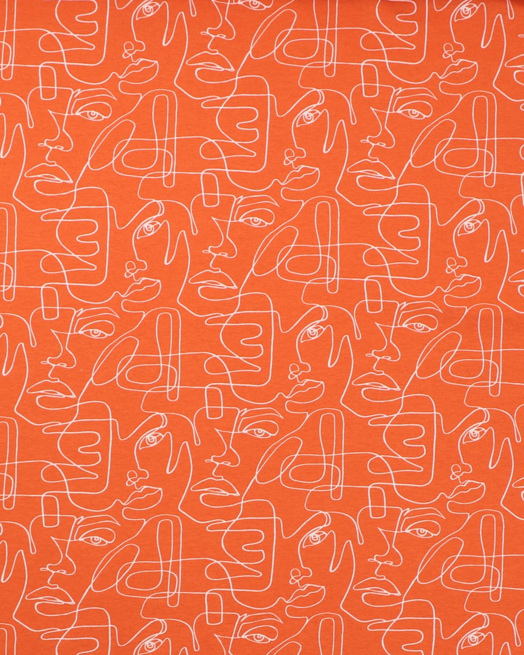 Orange med krussedulle-ansigt - Jersey - 95% Bomuld, 5% Elastan