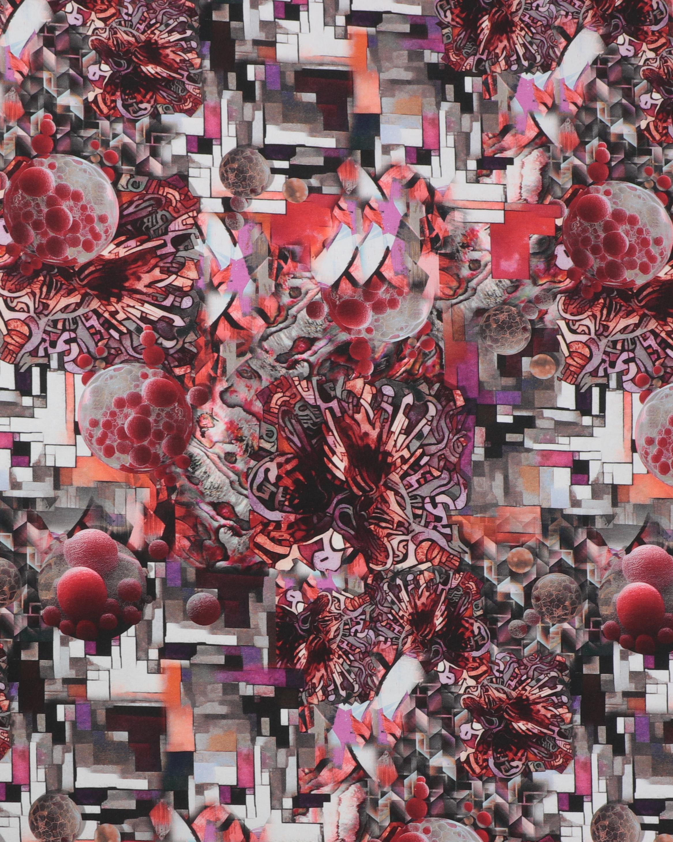 Abstrakt mønster - Jersey - 95% Bomuld, 5% Elastan