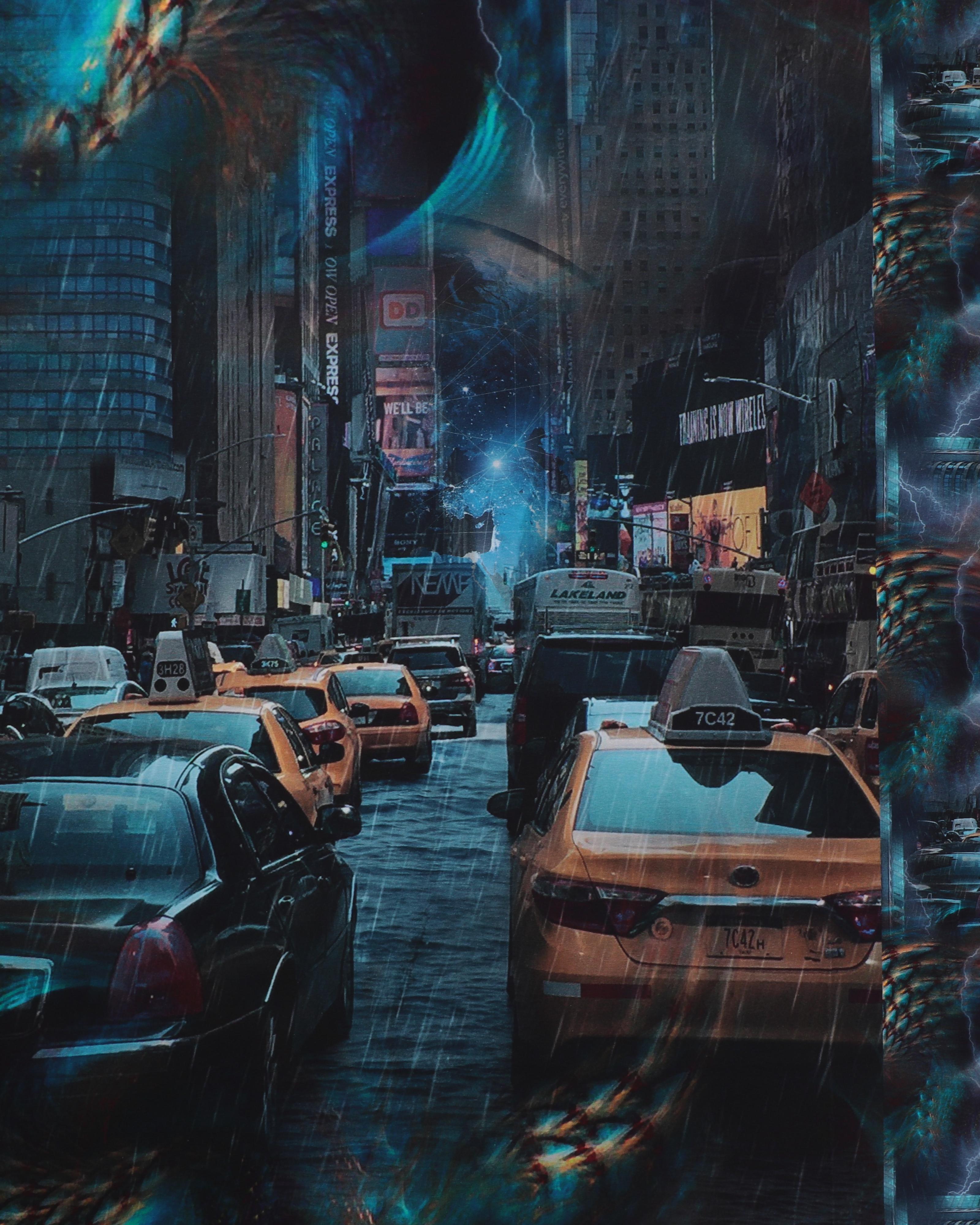 Storbyen i regn - Jersey rapport - 95% Bomuld, 5% Elastan