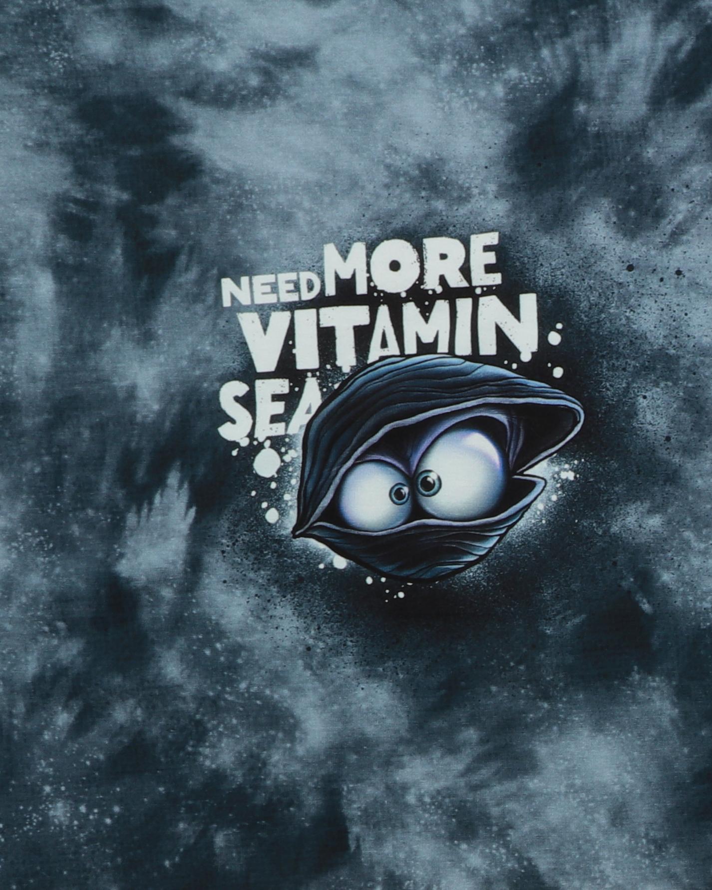 Skeløjet musling i blågråt batikmønster - Jersey rapport - 95% Bomuld, 5% Elastan