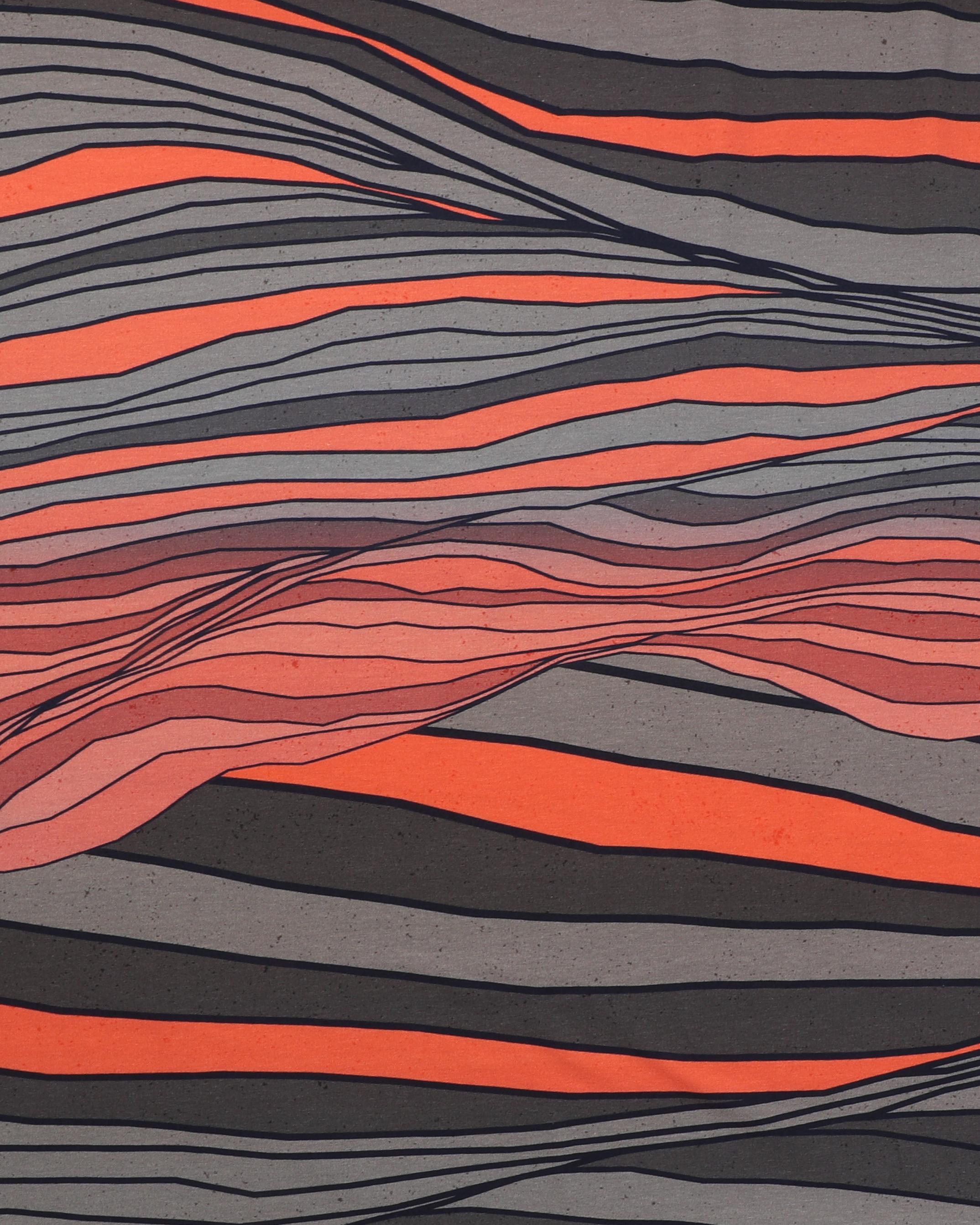 Mønster i grå og orange med lidt nister - Jersey - 95% Bomuld, 5% Elastan