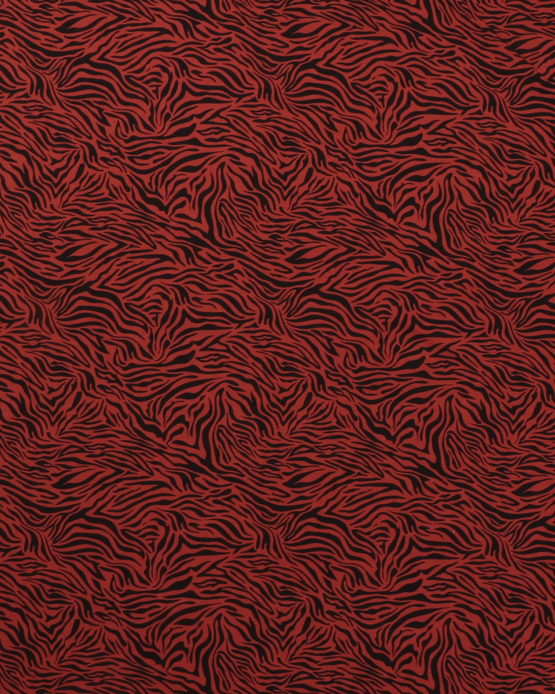 Terracotta og sort mønster - Jersey - 95% Bomuld, 5% Elastan